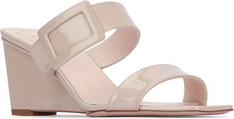 Roger Vivier Womens Vivier Wedge Mule Beige Patent Leather