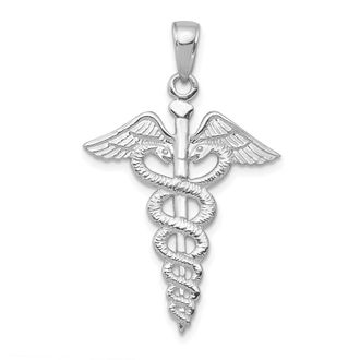 Diamond2Deal 14k Gold Caduceus Pendant