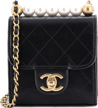 Chanel Chic Pearls Flap Clutch with Chain Quilted Goatskin Mini crossbody bag - women - Other - One Size - Black