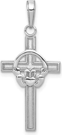 Diamond2Deal 14k Gold Polished Claddagh Cross Pendant
