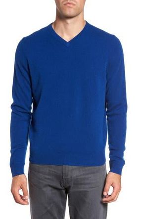 Nordstrom V-Neck Cashmere Sweater in Blue Estate Heather at Nordstrom Rack, Size Small