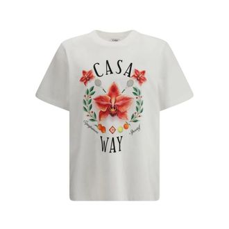 Casablanca T-Shirts, male, White, Size: L The Casa Way Orchid Logo Short Sleeve T-Shirt