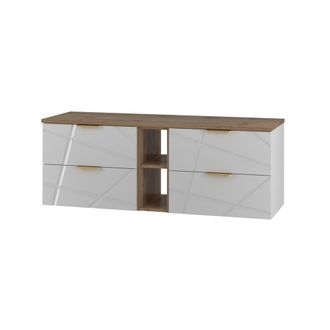 Petits Meubles Mueble bajo lavabo 2 compartimientos encimera estratificado Blanco