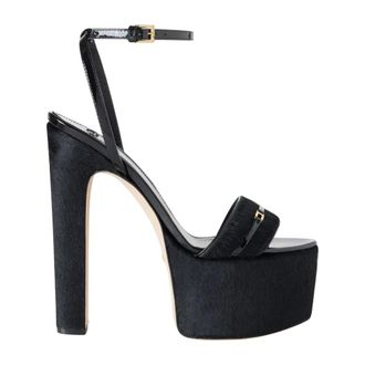Elisabetta Franchi Schoenen, Dames, Zwart, 38 EU, Leer, Cowhide Sandaal