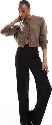 Vero Moda Tall pleat front wide leg pants in black