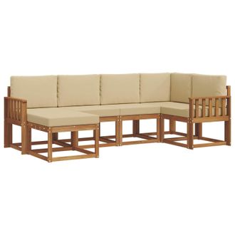 vidaXL Conjunto De Sof&aacute;s De Exterior Con Coj&iacute;n 6 Pcs Natural Y Beige Vidaxl
