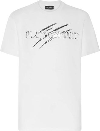 Plein Sport T-shirt met ronde hals Chrome Scratch Edition - Heren - Sport - Wit - Maat: M Katoen