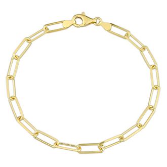 Amour 5mm Diamond Cut Paperclip Chain Bracelet In Yellow Plated Sterling Silver, 9 In