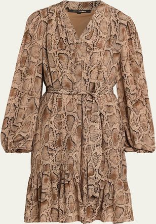 Kobi Halperin Samara Snakeskin-Print Viscose Dress