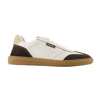 Versace Sneakers, male, White, Size: 10 US Greca Court Nappa & Suede Sneakers