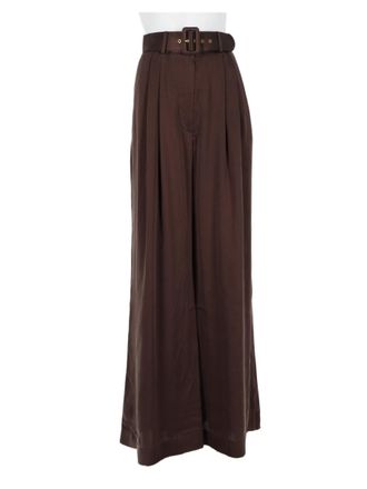 Zimmermann High-Waist Brown Silk Trousers with Matching Belt
