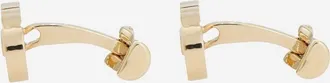 Ferragamo Mens Brass Cufflinks With Engraved Logo Gold Accessory