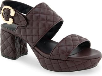 Aerosoles Camera Quilted Slingback Platform Sandal in Deep Aubergine Leather at Nordstrom, Size 5.5