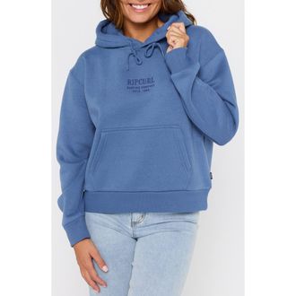 Rip Curl Surf Staple Relaxed Fit Cotton Blend Hoodie in Moonlight Blue at Nordstrom, Size X-Large