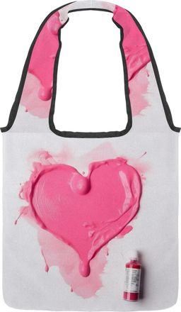 Generic Pink Heart Paint Pattern Reversible Canvas Shoulder Tote - Double-Sided Print, 12oz Cotton, 27cm Drop, Fold-Flat Bag for Travel, Shopping, Street Outi