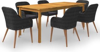 vidaXL Juego De Comedor Para Jard&iacute;n De 7 Piezas Negro Vidaxl