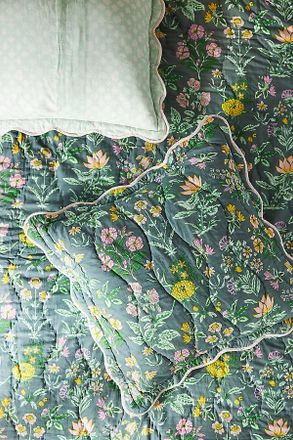 Anthropologie Iluka Cotton Printed Floral Euro Sham