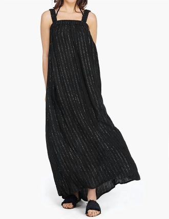 America & Beyond Summer Nights Stripe Maxi Dress In Black/silver