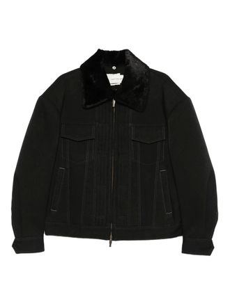 Feng Chen Wang fur-collar zip-up jacket - Black