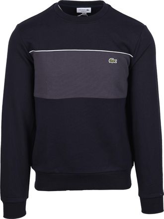 Lacoste Mens CREWNECK SWEATSHIRT BLACKBIRD/GRAPE - Black Cotton - Size X-Large