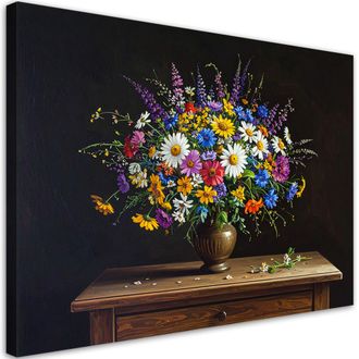 Feeby Impresi&oacute;n De Imagen, Ramo De Flores Silvestres De Colores En Un Jarr&oacute;n, 120x80