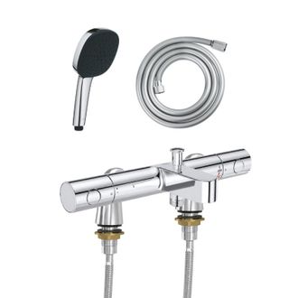 GROHE Mezclador Termost&aacute;tico De Ba&ntilde;o Grohe Precision Get Con Racores De Conexi&oacute;n Idroflex, Teleducha Comfort De 2 Chorros Y Flexo De Ducha