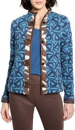 Nic+Zoe Quilted Faux Leather Trim Jacket in Blue Multi at Nordstrom Rack, Size Xx-Large
