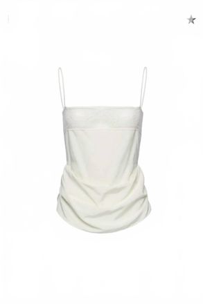 Magda Butrym Womens Draped Silk Lace-Trim Top In Cream