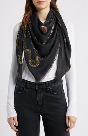 AllSaints Ania Chain Print Square Scarf in Black at Nordstrom