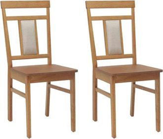 vidaXL Silla De Comedor 2 Pcs Natural Madera De Caucho S&oacute;lido Vidaxl