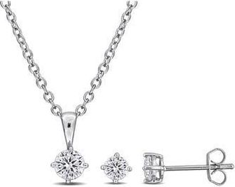 Delmar Cubic Zirconia Stud Earrings & Necklace Set in Silver at Nordstrom Rack
