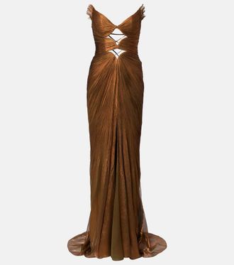 Maria Lucia Hohan Cutout pleated silk gown