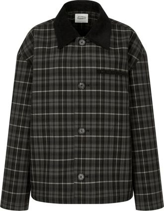 STUDIO TOMBOY Giacca a quadri con colletto in corduroy - Nero