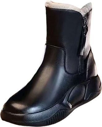 Generic Fur Lined Womens Boots Warm Boots Soft and Comfortable Can Adapt To The Cold and Harsh Environment Winter Snow Boots (Black, 5.5)