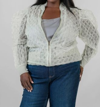 Bl^nk London Ayana Long Sleeve Zip Front Jacket - Plus In Mint