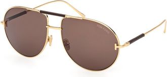 Tom Ford Brown Pilot Unisex Sunglasses FT1308 30E 62