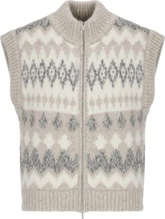 PESERICO Gebreide Vest met Pailletten - Dames - Bodywarmers - Beige - XS - Pailletten - Jassen