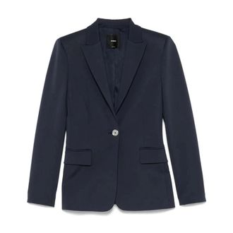 Pinko Pinko - Getailleerde blazer met enkele knoopsluiting - Dames - Jassen - Blauw - Maat: L Leer