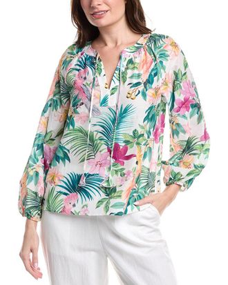 Tommy Bahama Tropical Bliss Silk-Blend Peasant Top