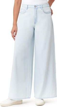 Kensie High Waist Elastic Back Palazzo Jeans in Saltwater at Nordstrom Rack, Size 27