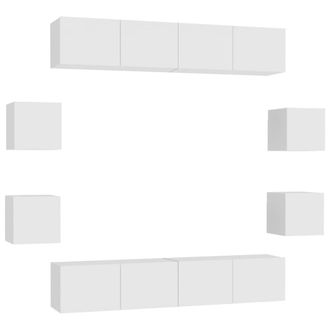 vidaXL Set De Mueble Para Tv De 8 Piezas Madera De Ingenier&iacute;a Blanco Vidaxl