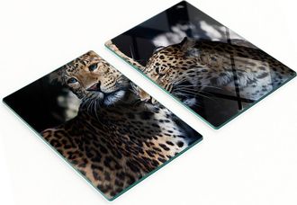 OEM Tablas De Servir De Cristal Para Cocina Con Dos Estampados De Leopardo, 2x40x52 Cm