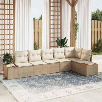 vidaXL Vidaxl - Conjunto De Sof&aacute; De Jard&iacute;n Con Coj&iacute;n 6 Pcs Beige Polirat&aacute;n