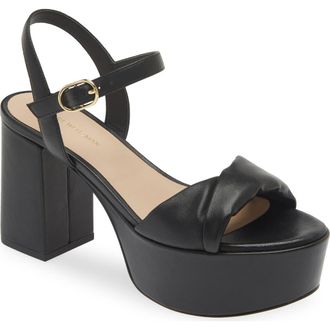 Stuart Weitzman Everly Block Heel Platform Sandal in Black at Nordstrom Rack, Size 7