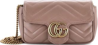Gucci GG Marmont Flap Matelass&eacute; leren kleine crossbodytas - Beige