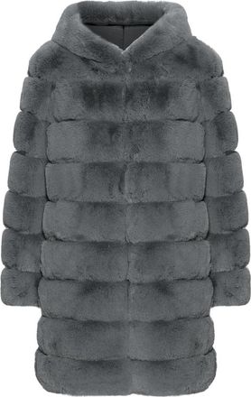 Americandreams Blake Faux Fur Jas Lang - Dames - Jassen - Grijs - XL - Leer - Jassen