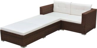 vidaXL Vidaxl - Set Muebles De Jard&iacute;n 3 Piezas Y Cojines Rat&aacute;n Sint&eacute;tico Marr&oacute;n