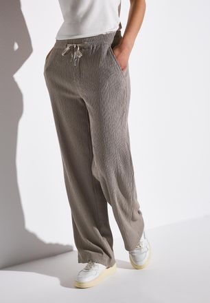 Street One Stoffhose STREET ONE, Damen, Gr. 42, L&auml;nge 30, grau (vintage stone), Web, Obermaterial: 55% Polyester, 44% Viskose, 1% Elasthan, Strukturmuster, loose