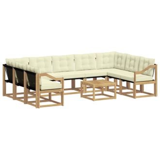 vidaXL Conjunto De Sof&aacute;s De Exterior Con Coj&iacute;n 10 Pcs Blanco Y Crema Vidaxl