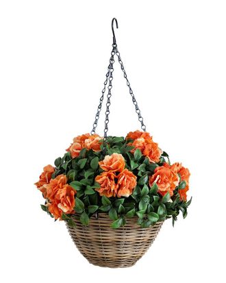 Nearly Natural 22In Uv-Resistant Artificial Camellia In Hanging Basket (Indoor/Outdoor)